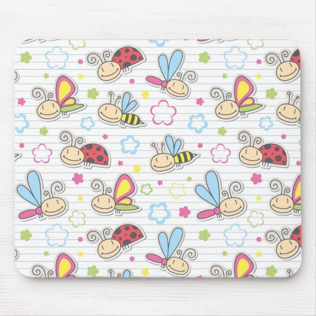 pattern with insects mouse pad (Front)