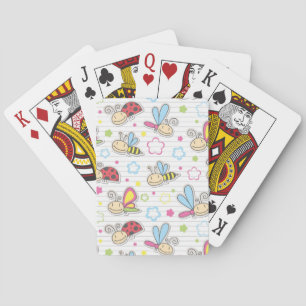 pattern with insects playing cards