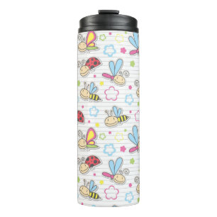 pattern with insects thermal tumbler