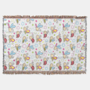 pattern with insects throw blanket