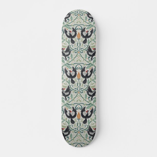 Pattern with Ivory-billed woodpeckers Skateboard (Front)
