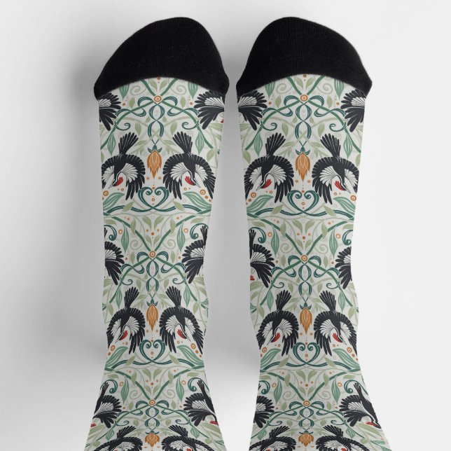 Pattern with Ivory-billed woodpeckers Socks (Top)
