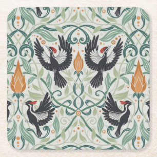 Pattern with Ivory-billed woodpeckers Square Paper Coaster