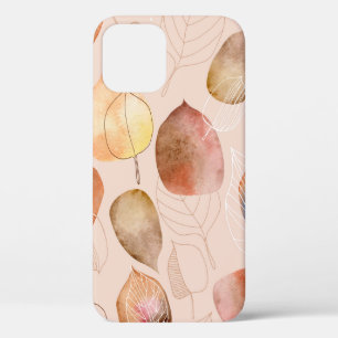 Pattern with leaves. Graphic and watercolor leaf. iPhone 12 Case