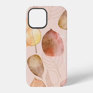 Pattern with leaves. Graphic and watercolor leaf. iPhone 12 Case