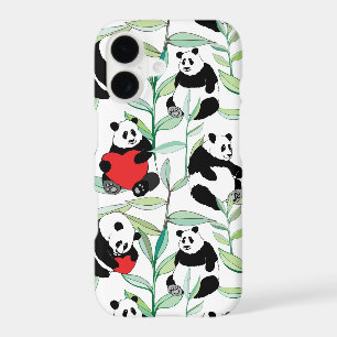 pattern with lovely pandas with hearts