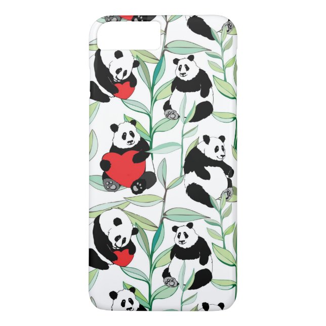 pattern with lovely pandas with hearts Case-Mate iPhone case (Back)