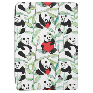 pattern with lovely pandas with hearts iPad air cover