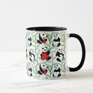 pattern with lovely pandas with hearts mug