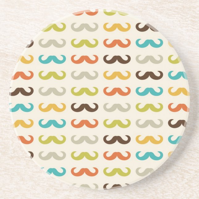 Pattern with moustache coaster (Front)