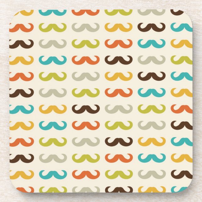 Pattern with moustache coaster (Front)