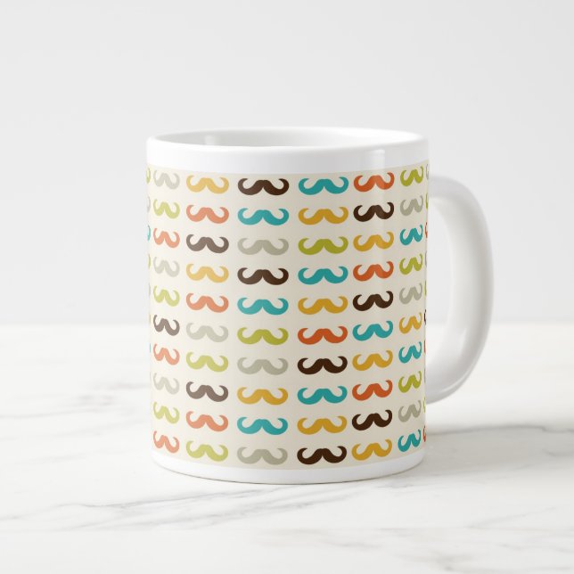 Pattern with moustache large coffee mug (Front Right)