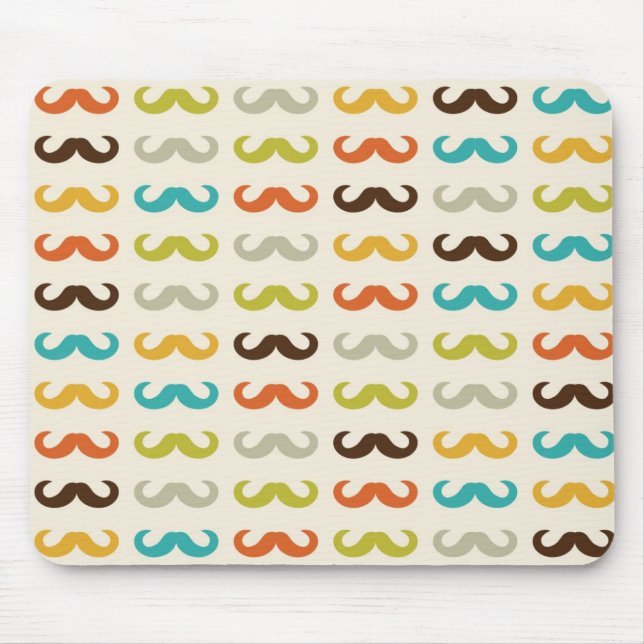 Pattern with moustache mouse pad (Front)