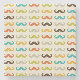 Pattern with moustache stone coaster