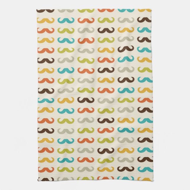 Pattern with moustache tea towel (Vertical)