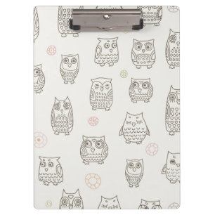Pattern with owls clipboard