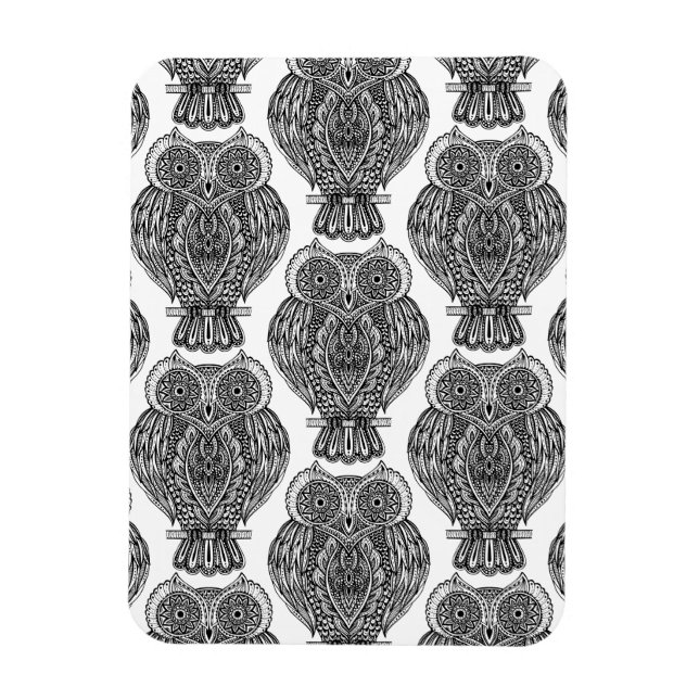 Pattern With Owls Doodle Magnet (Vertical)
