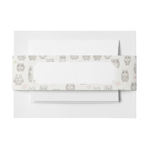 Pattern with owls invitation belly band