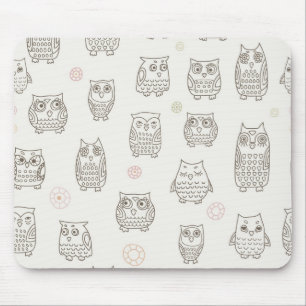 Pattern with owls mouse pad