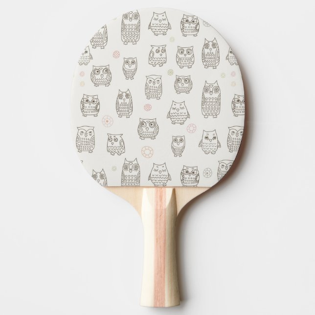 Pattern with owls ping pong paddle (Front)