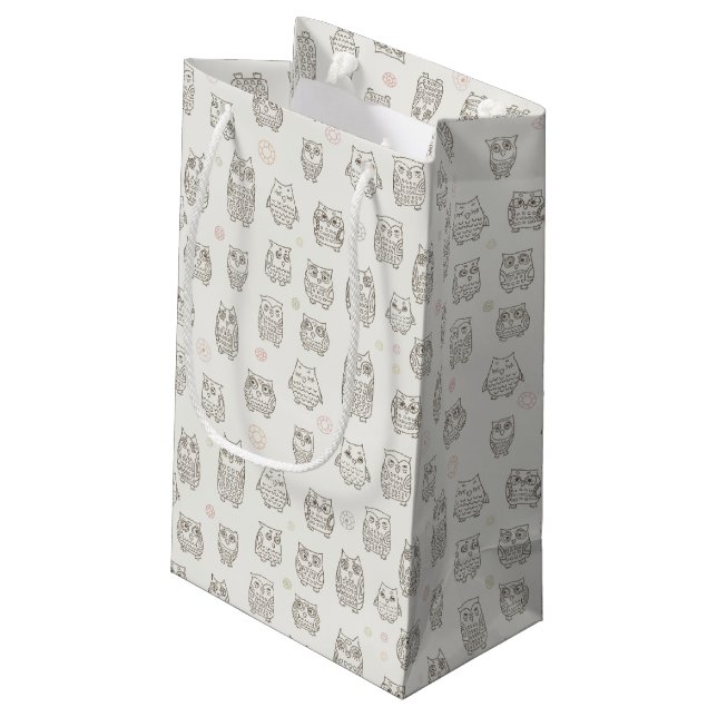 Pattern with owls small gift bag (Back Angled)