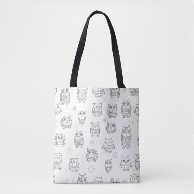 Pattern with owls tote bag (Front)