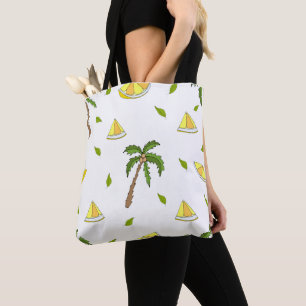 Pattern with palm trees, anchors and lifebuoys tot tote bag