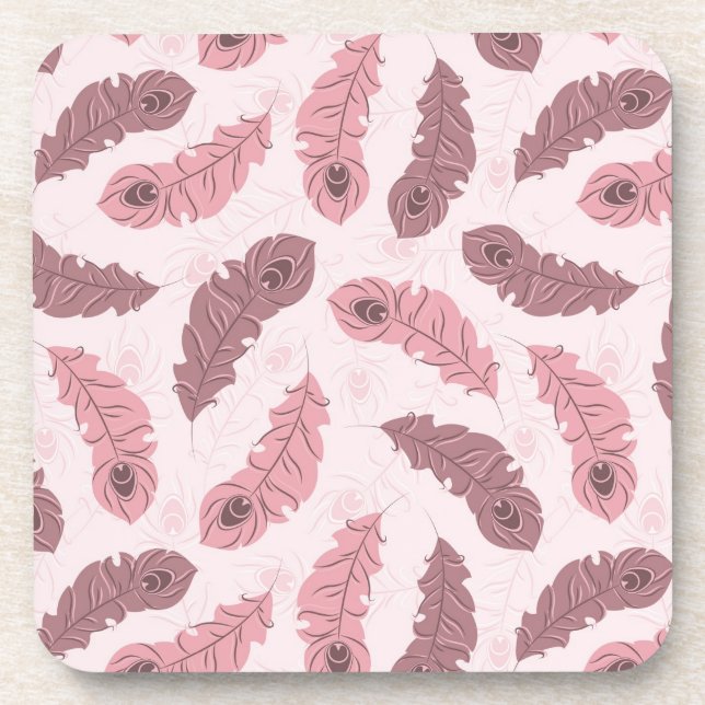 pattern with peacock feathers coaster (Front)