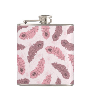 pattern with peacock feathers hip flask
