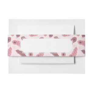pattern with peacock feathers invitation belly band