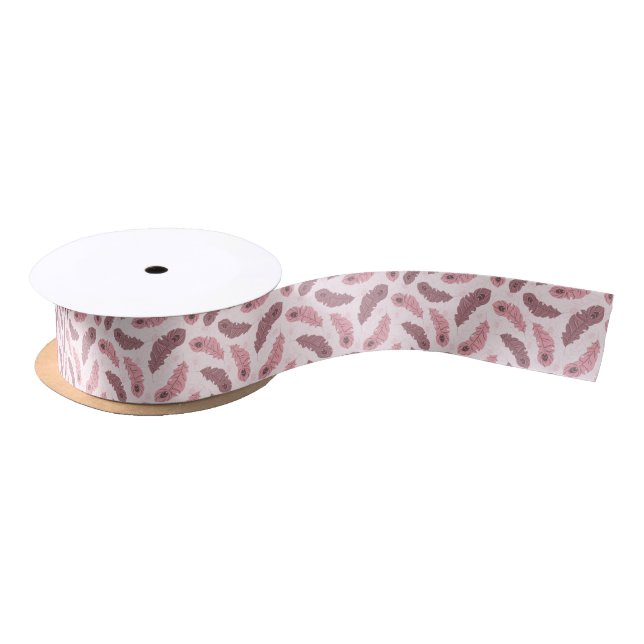 pattern with peacock feathers satin ribbon (Spool)