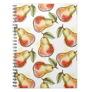 Pattern with pear spiral notebook