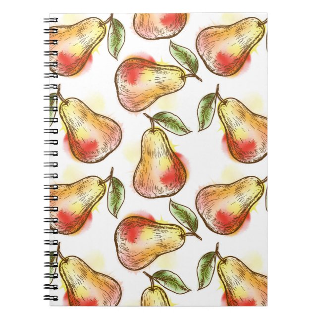 Pattern with pear spiral notebook (Front)