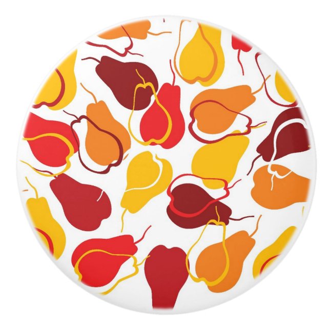 Pattern with pears ceramic knob (Front)