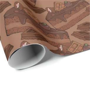  Pattern with pieces of chocolate cake Wrapping Paper