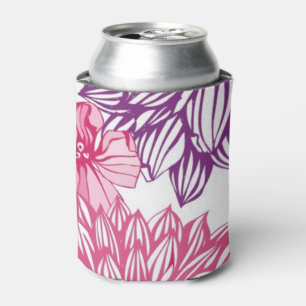 Pattern with pink asters and dahlia can cooler