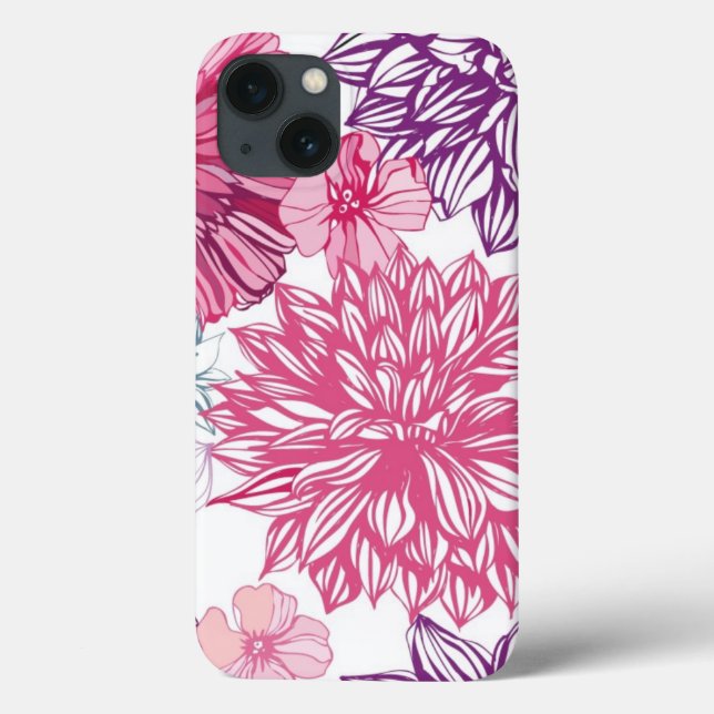 Pattern with pink asters and dahlia Case-Mate iPhone case (Back)