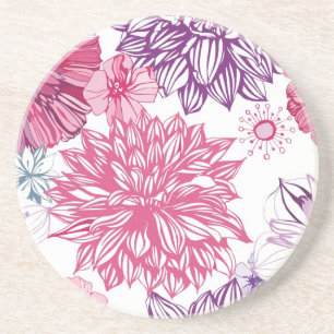 Pattern with pink asters and dahlia coaster