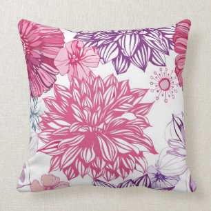 Pattern with pink asters and dahlia cushion