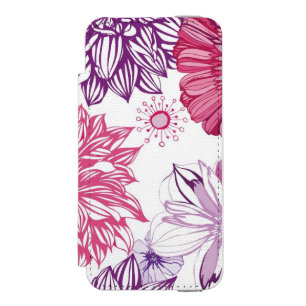 Pattern with pink asters and dahlia incipio watson™ iPhone 5 wallet case