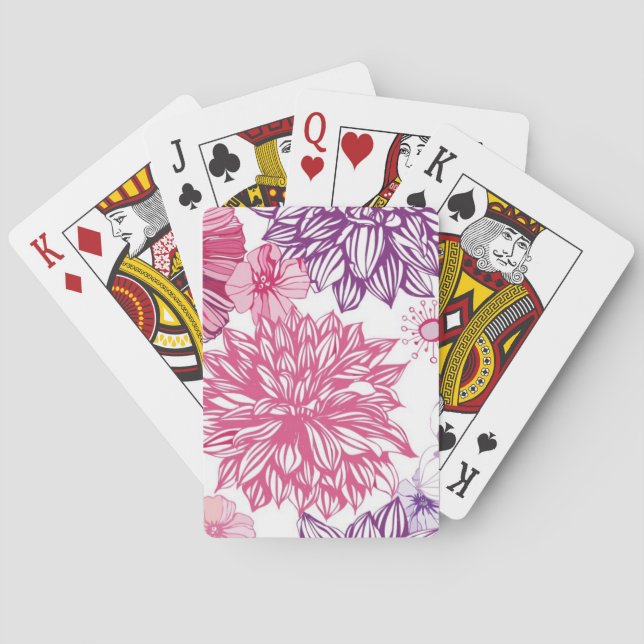 Pattern with pink asters and dahlia playing cards (Back)