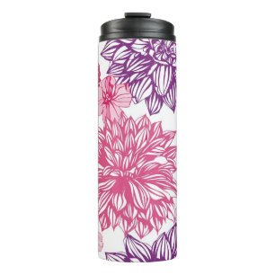 Pattern with pink asters and dahlia thermal tumbler