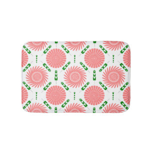 pattern with pink flowers bath mat