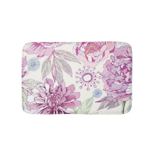 Pattern with pink flowers bath mat