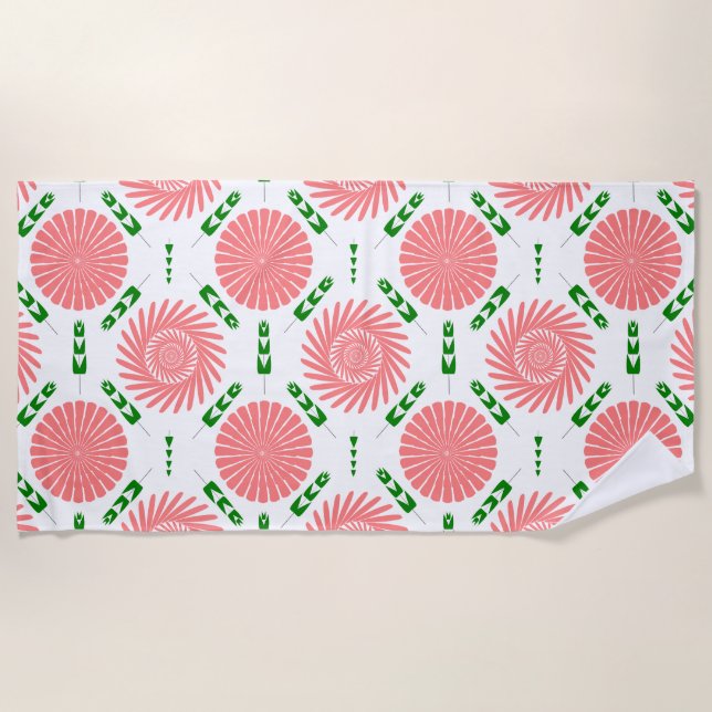 pattern with pink flowers  beach towel (Front)