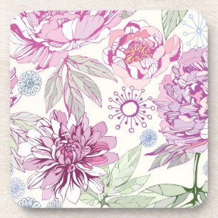 Pattern with pink flowers coaster