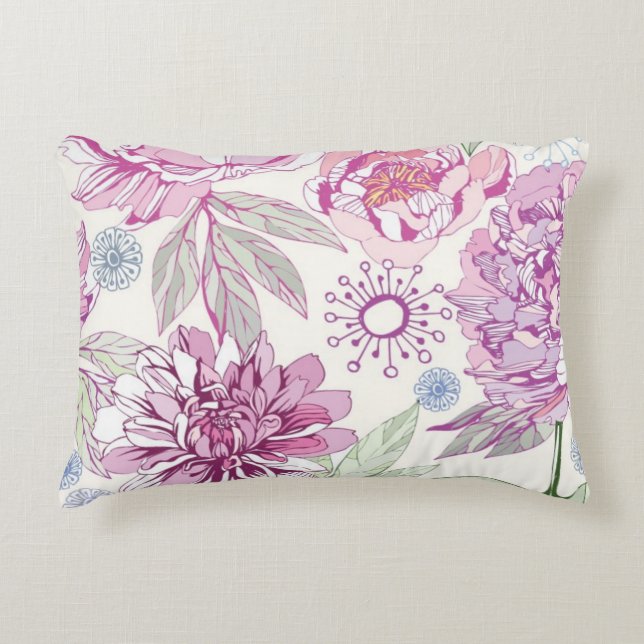 Pattern with pink flowers decorative cushion (Front)