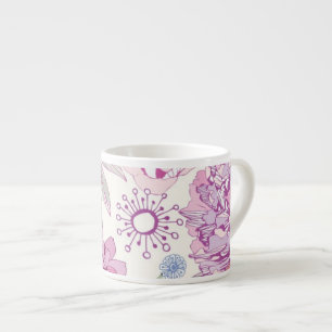 Pattern with pink flowers espresso cup