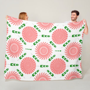 pattern with pink flowers fleece blanket