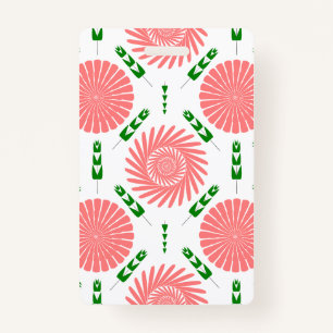  pattern with pink flowers   ID badge